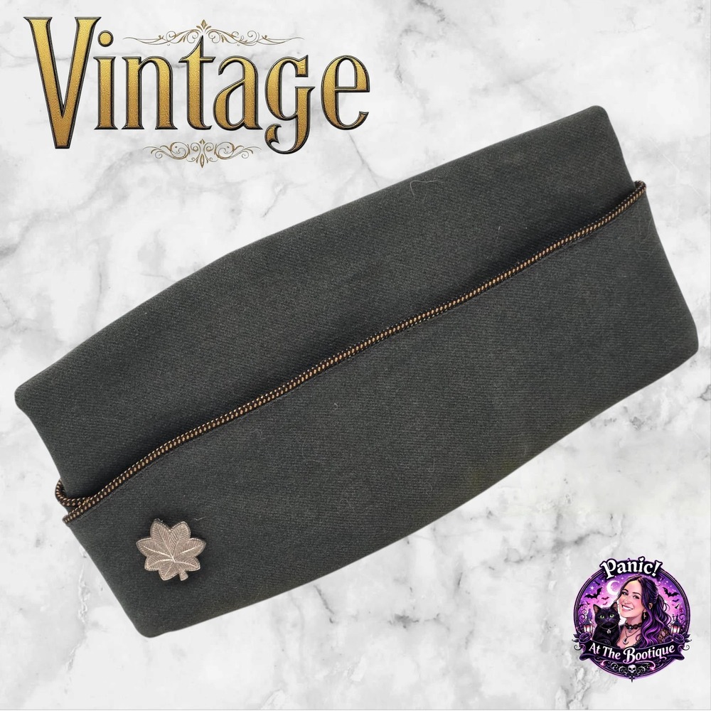 Vintage M. Tannenbaum US Army Garrison Cap 1956 Wool Green 44 Side Hat Insignia